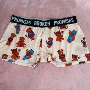 Broken Promises Boyshort - Cream with Bear Print